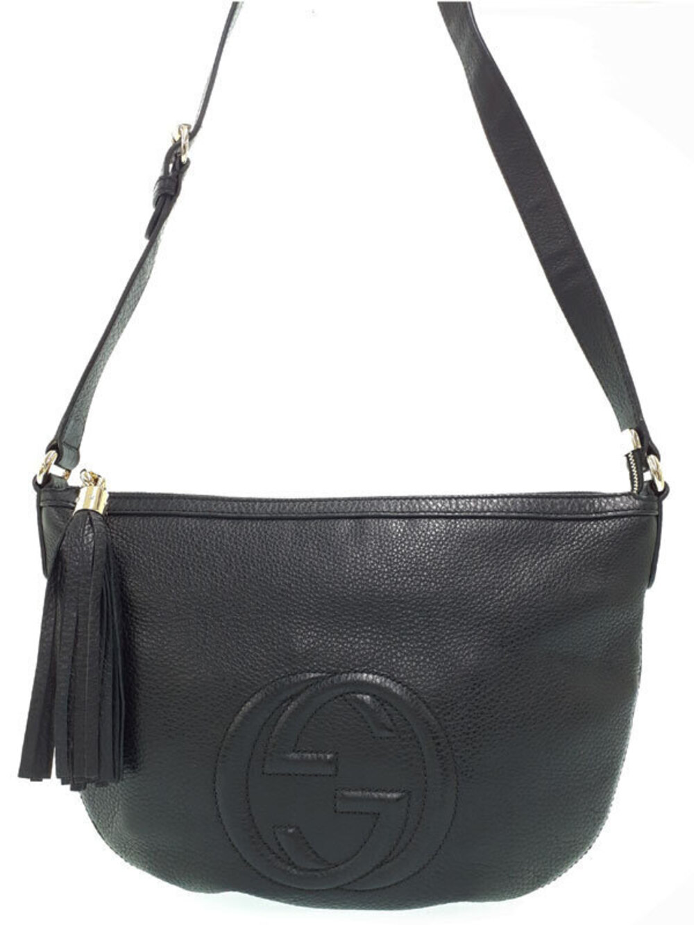 Gucci Soho Interlocking G Leather Hobo Shoulder Bag Black